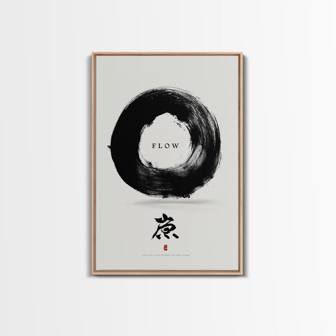Minimalist Black Enso Circle Symbol Art Print With Flow Calligraphy Brush Stroke Wall Art Print For Modern Home Decor