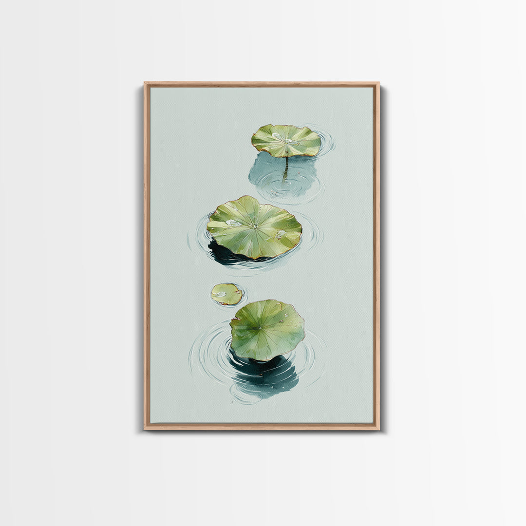 Botanical Watercolor Art Of Floating Lotus Leaves Calm Minimalist Wall Art Print For Nature Inspired Home