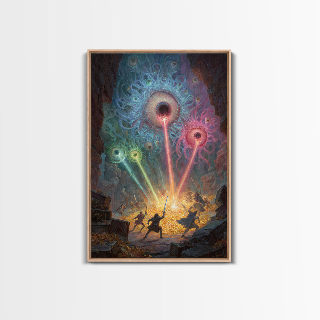 Floating Eye Monsters In Treasure Dungeon Wall Art Fantasy Canvas Print For Dnd Game Room Decor And Weird Gothic Office Art