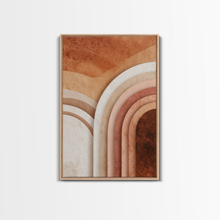 Terracotta Textured Arch Abstract Wall Art, Boho Geometric Canvas Print, Earth Tone Modern Home Decor, Living Room Bedroom Decor