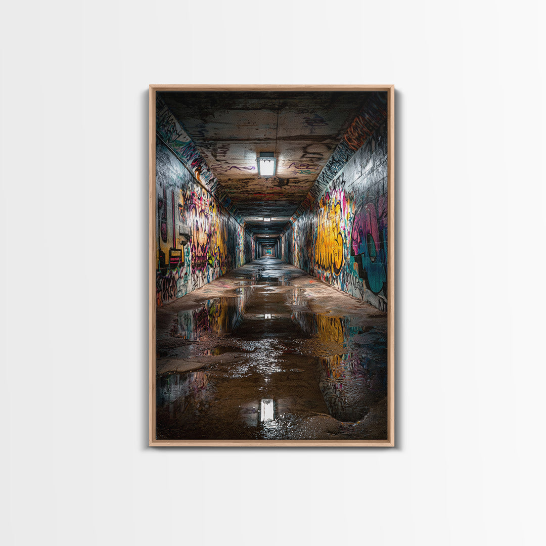 Urban Graffiti Tunnel Photography Wall Art Print Contemporary Art Modern Home Decor For Office And Loft