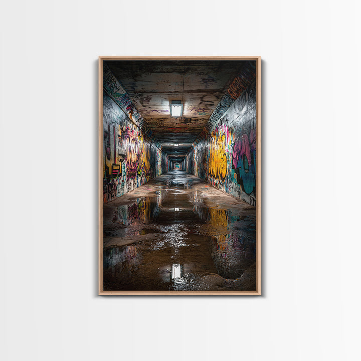 Urban Graffiti Tunnel Photography Wall Art Print Contemporary Art Modern Home Decor For Office And Loft