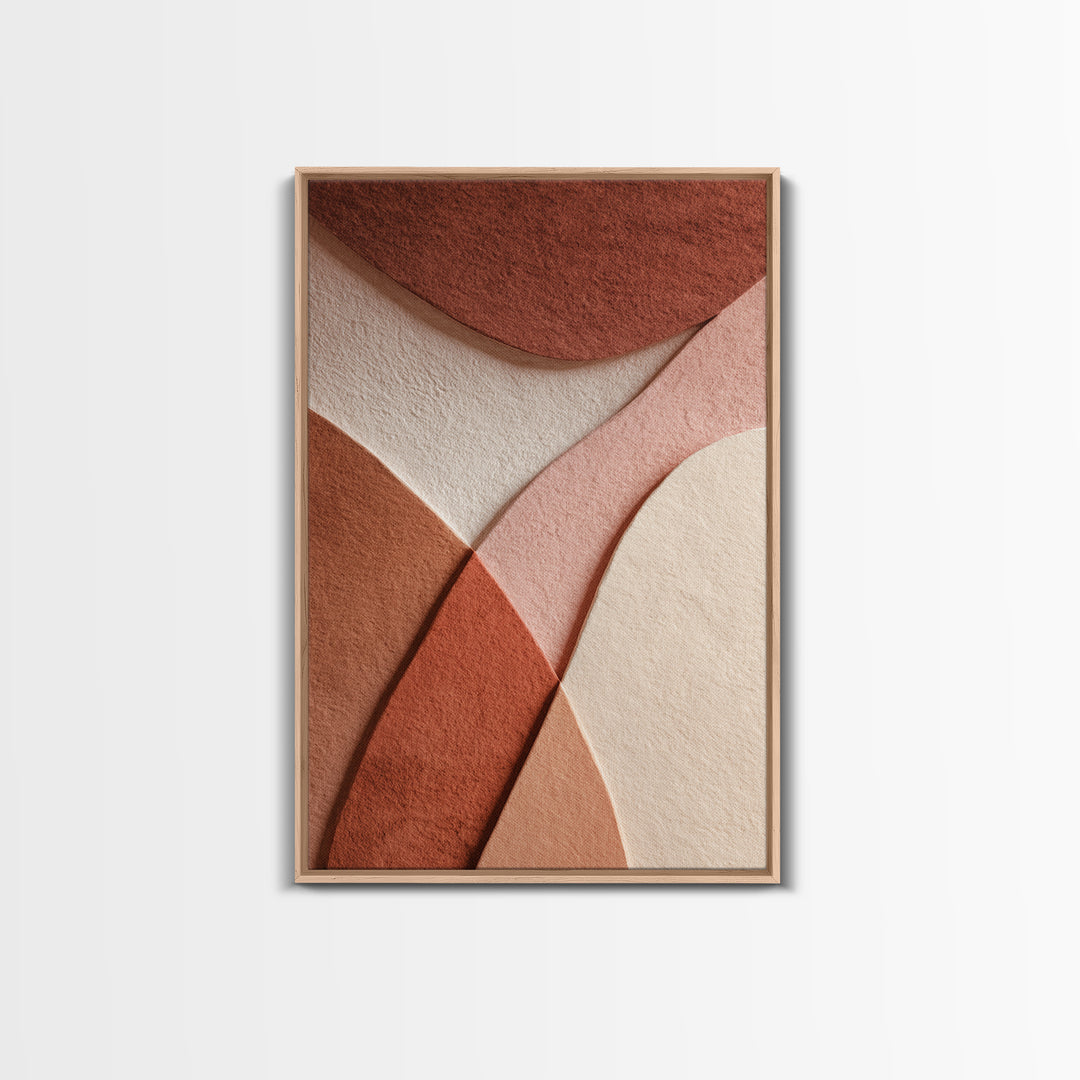 Layered Terracotta Curves Abstract Wall Art, Neutral Geometric Canvas Print, Wabi Sabi Earth Tone Modern Home Decor, Living Room Decor