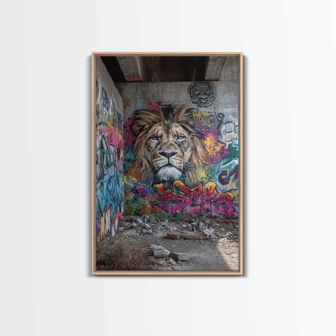 Urban Graffiti Lion Mural Street Art Canvas Print Large Wall Art For Modern Home Decor And Office