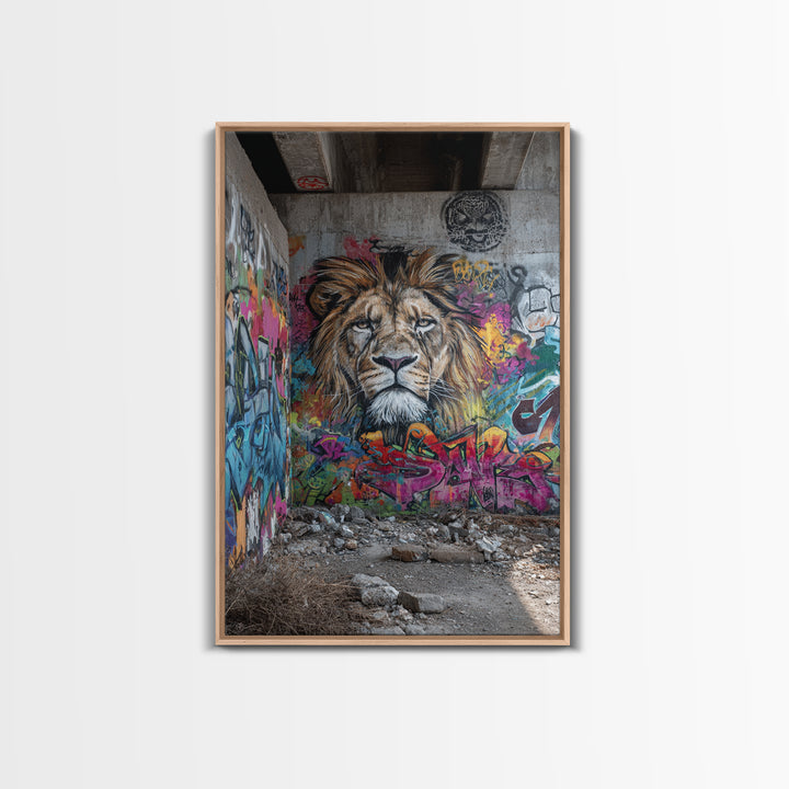 Urban Graffiti Lion Mural Street Art Canvas Print Large Wall Art For Modern Home Decor And Office