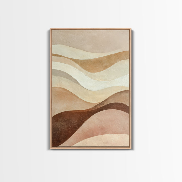 Neutral Wavy Abstract Landscape Wall Art, Earth Tone Canvas Print, Beige Boho Modern Living Room Bedroom Decor, Large Wall Decor