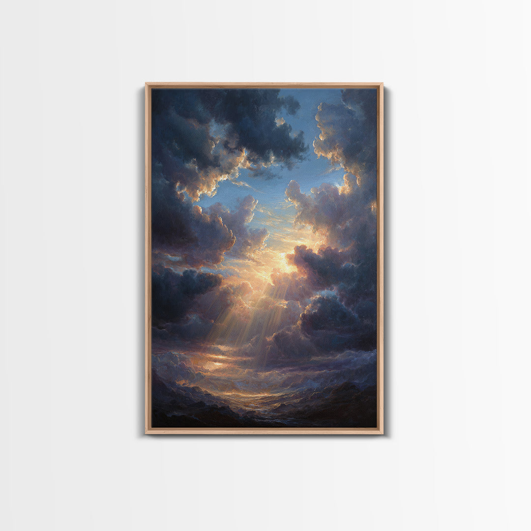 Stunning Sunset Sky With Dramatic Clouds Wall Art Framed Canvas Print For Home Decor And Living Room