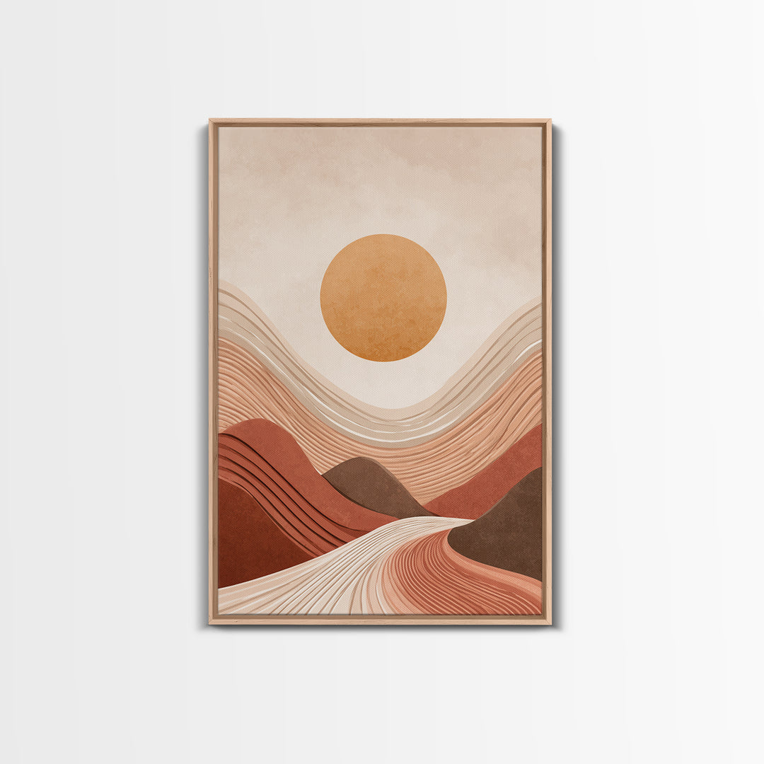 Terracotta Wavy Desert Hills Canvas Print, Abstract Landscape Art, Earth Tone Decor, Modern Wall Art For Living Room, Boho Home Decor