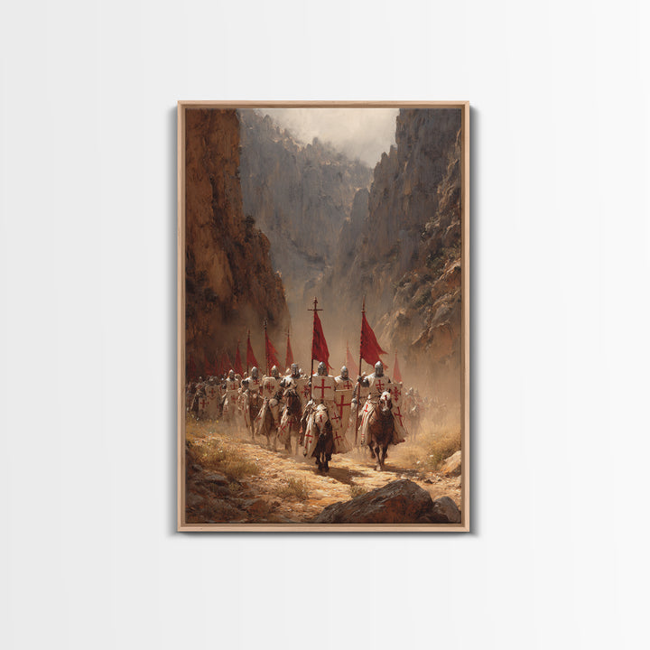 Medieval Knights March Through Canyon Original Painting Large Wall Art Canvas Print