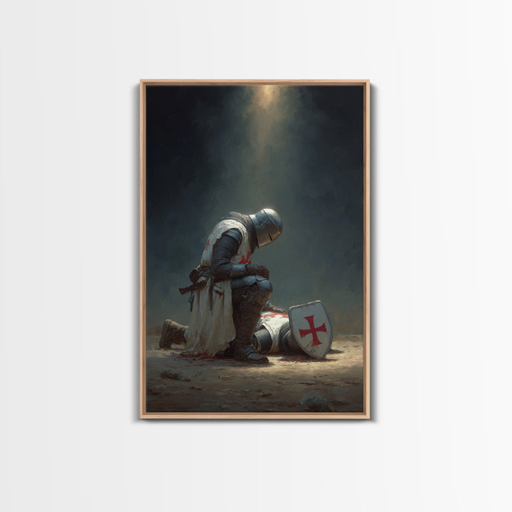 Medieval Knight Mourning Fallen Brother Wall Art Canvas Print Perfect For Office Decor And Gifts
