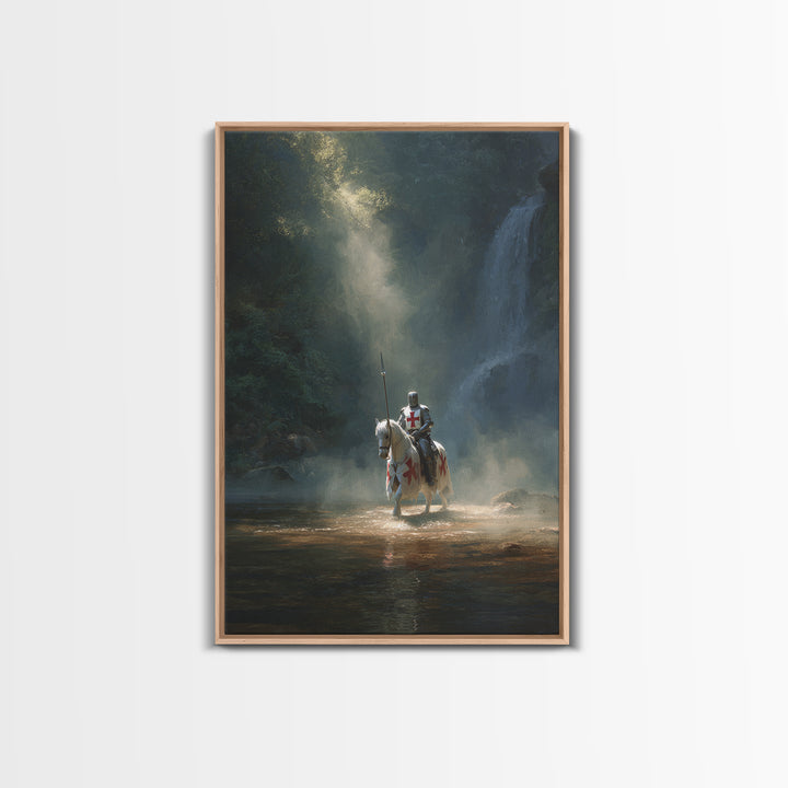 Knight In Armor Medieval Fantasy Painting Dramatic Wall Art Inspirational Framed Canvas Print