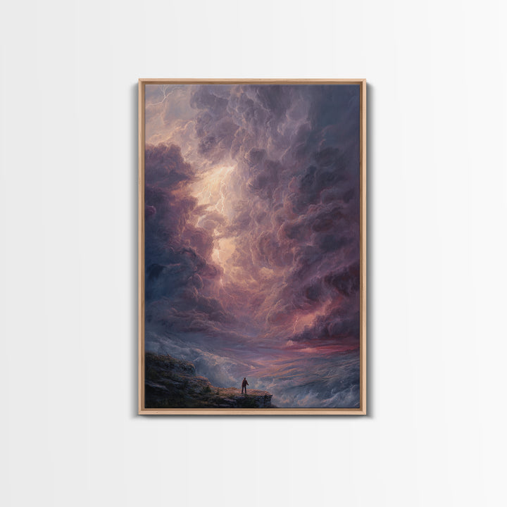 Knight On Horseback Riding Through Enchanted Snowy Forest Fine Art Winter Landscape Painting Canvas Print Wall Decor