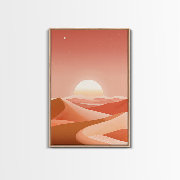 Coral Desert Dunes Sunset Canvas Print, Abstract Landscape Wall Art, Warm Terracotta Decor, Modern Living Room Art, Home Decor
