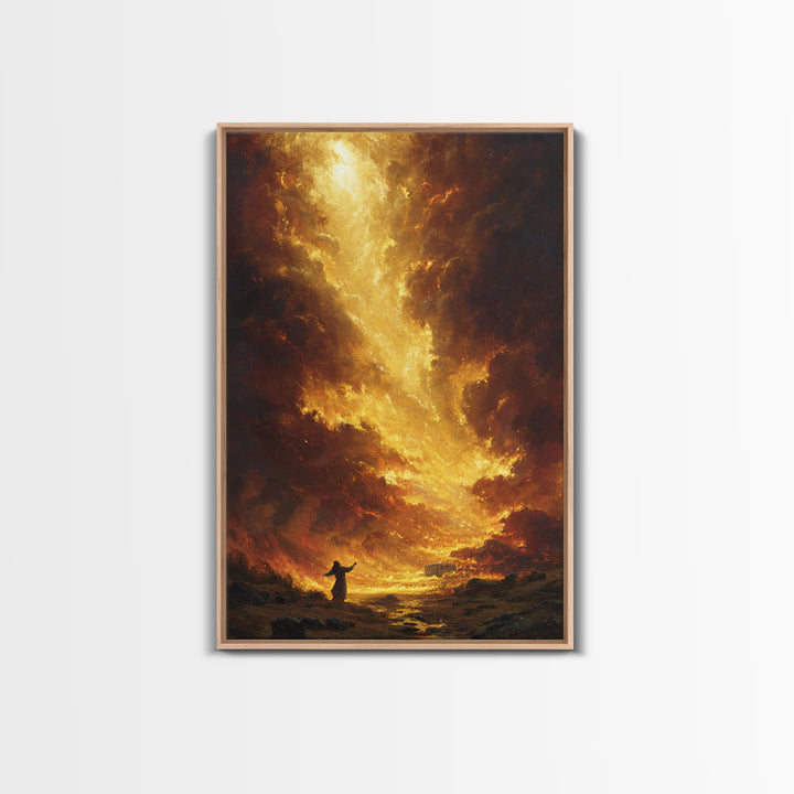 Dramatic Fiery Sunset Landscape Wall Art Canvas Print For Living Room Home Decor And Office Space