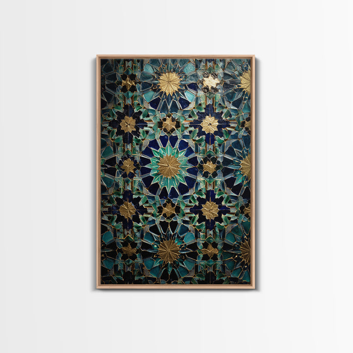 Intricate Moroccan Tile Pattern Photography Wall Art Print Framed Canvas Print For Boho And Mediterranean Decor