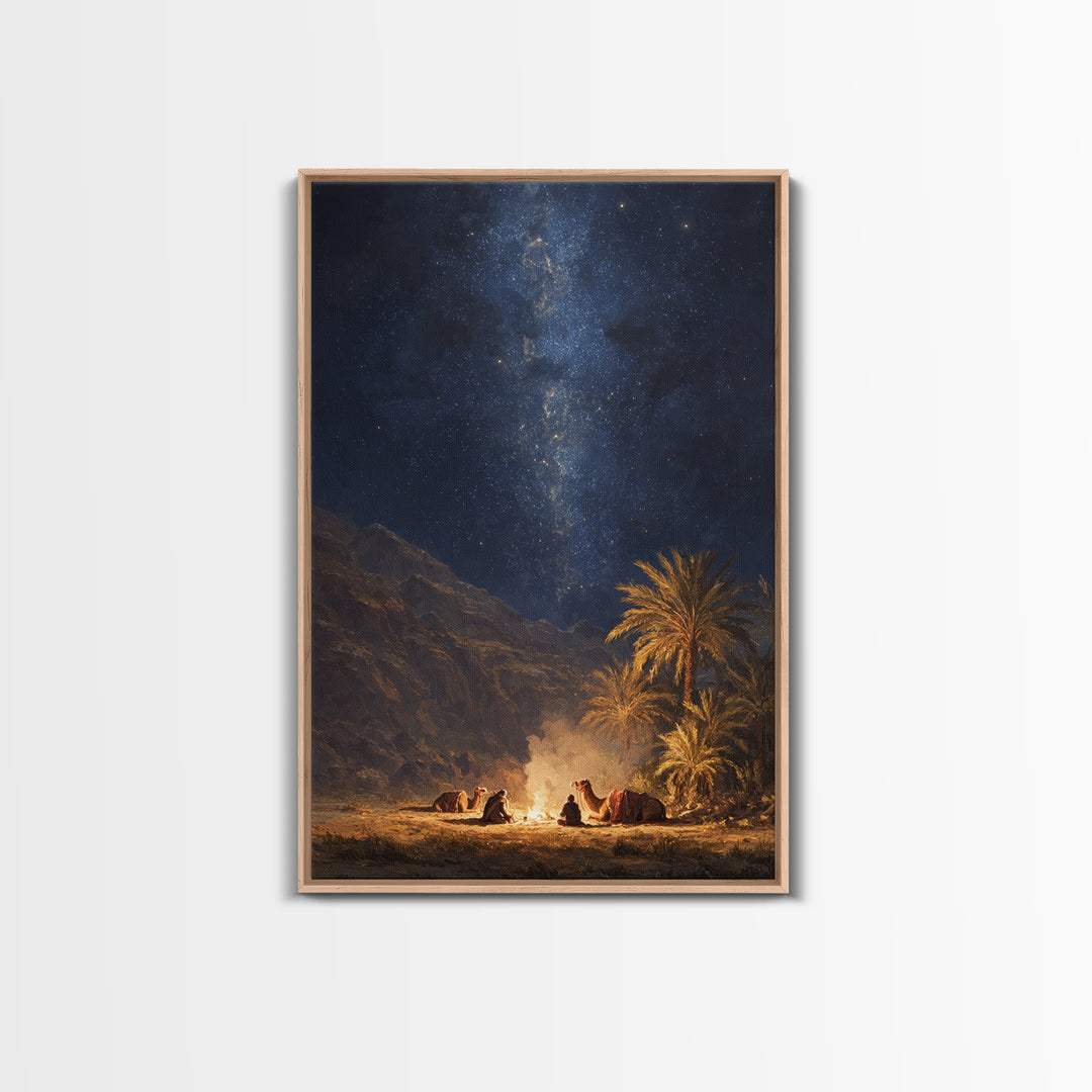 Ethereal Figure With Staff Summoning Spirits Of The Dead Surreal Skeleton Scene Framed Canvas Print Dark Fantasy Wall Art