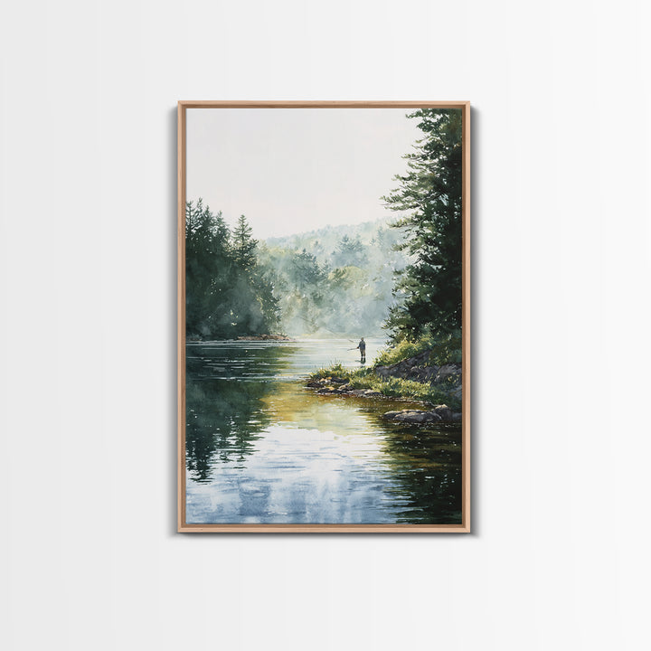 Serene Figure Reading Quran In Lush Green Nature Landscape Spiritual Painting Fine Art Framed Canvas Print For Meditation Room Decor