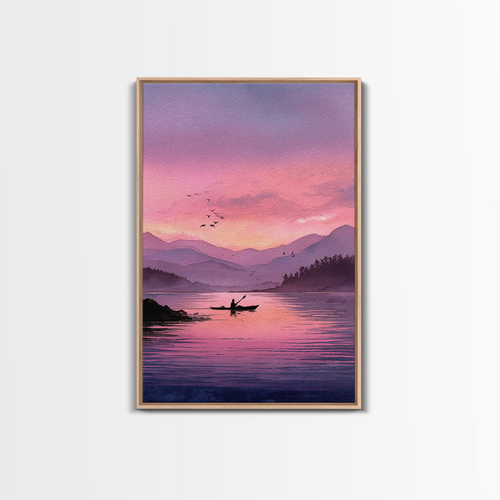 Majestic Sunset Over Historic Town With Tower Framed Canvas Print European Village Landscape Wall Art For Rustic Home