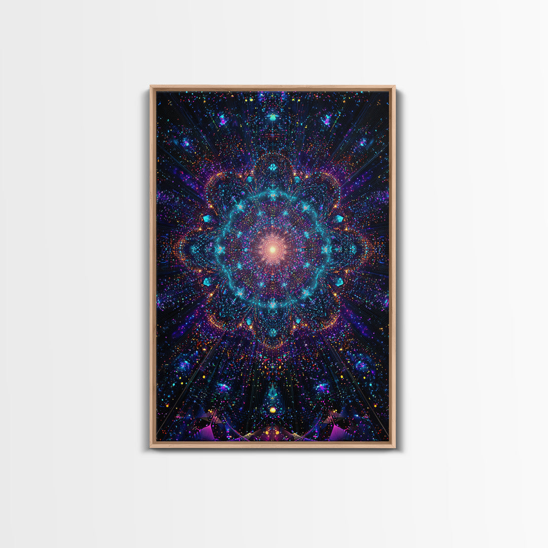 Celestial Mandala Starburst Wall Art, Cosmic Galaxy Canvas Print, Psychedelic Space Decor, Yoga Meditation Room Gift For Her