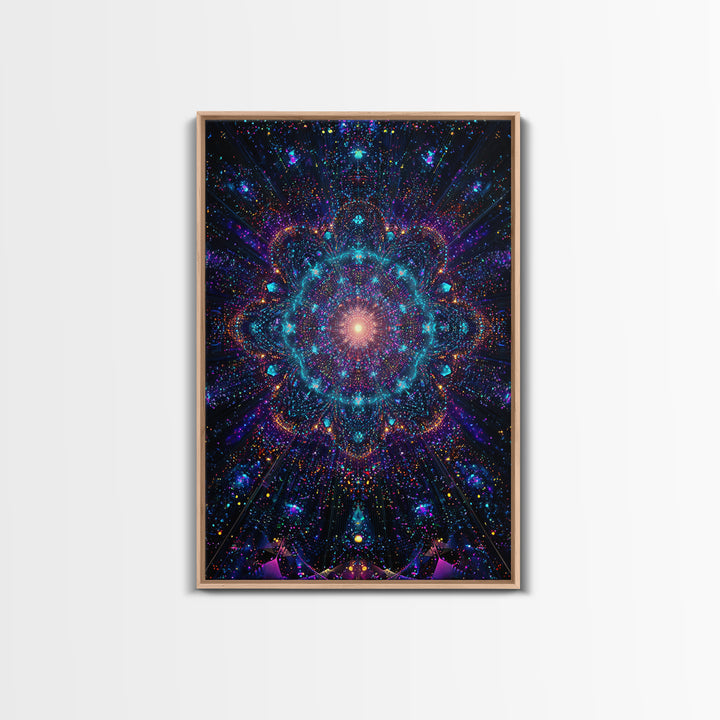 Celestial Mandala Starburst Wall Art, Cosmic Galaxy Canvas Print, Psychedelic Space Decor, Yoga Meditation Room Gift For Her