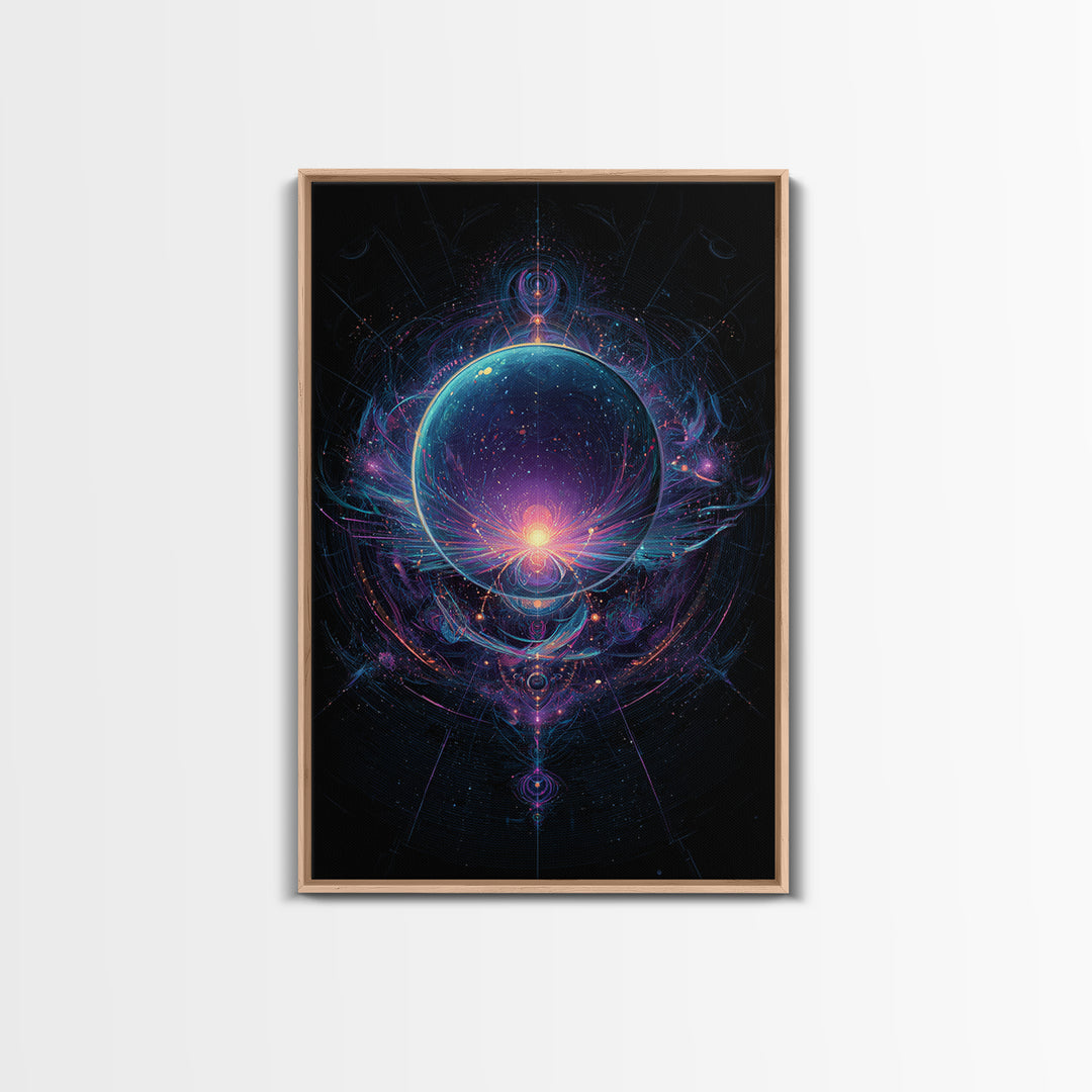 Magic Orb Surrounded By Cosmic Energies Abstract Psychedelic Wall Art Canvas Print For Spiritual Room Decor