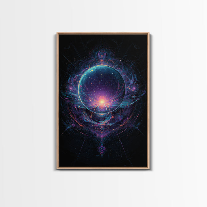 Magic Orb Surrounded By Cosmic Energies Abstract Psychedelic Wall Art Canvas Print For Spiritual Room Decor