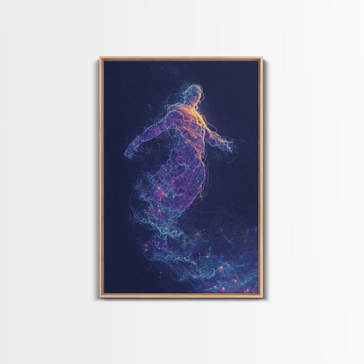 Ethereal Vibrant Abstract Figure Art Print With Neon Colors And Starlight Effects Contemporary Wall Art Print