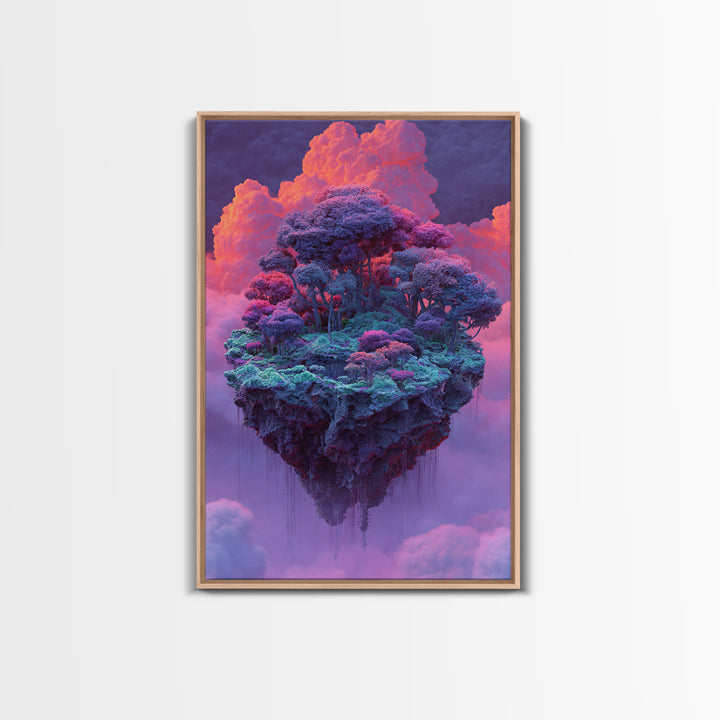 Floating Purple Forest Island Canvas Print, Fantasy Landscape Art, Whimsical Nature Wall Decor For Dreamy Home Decor, Gift For Her