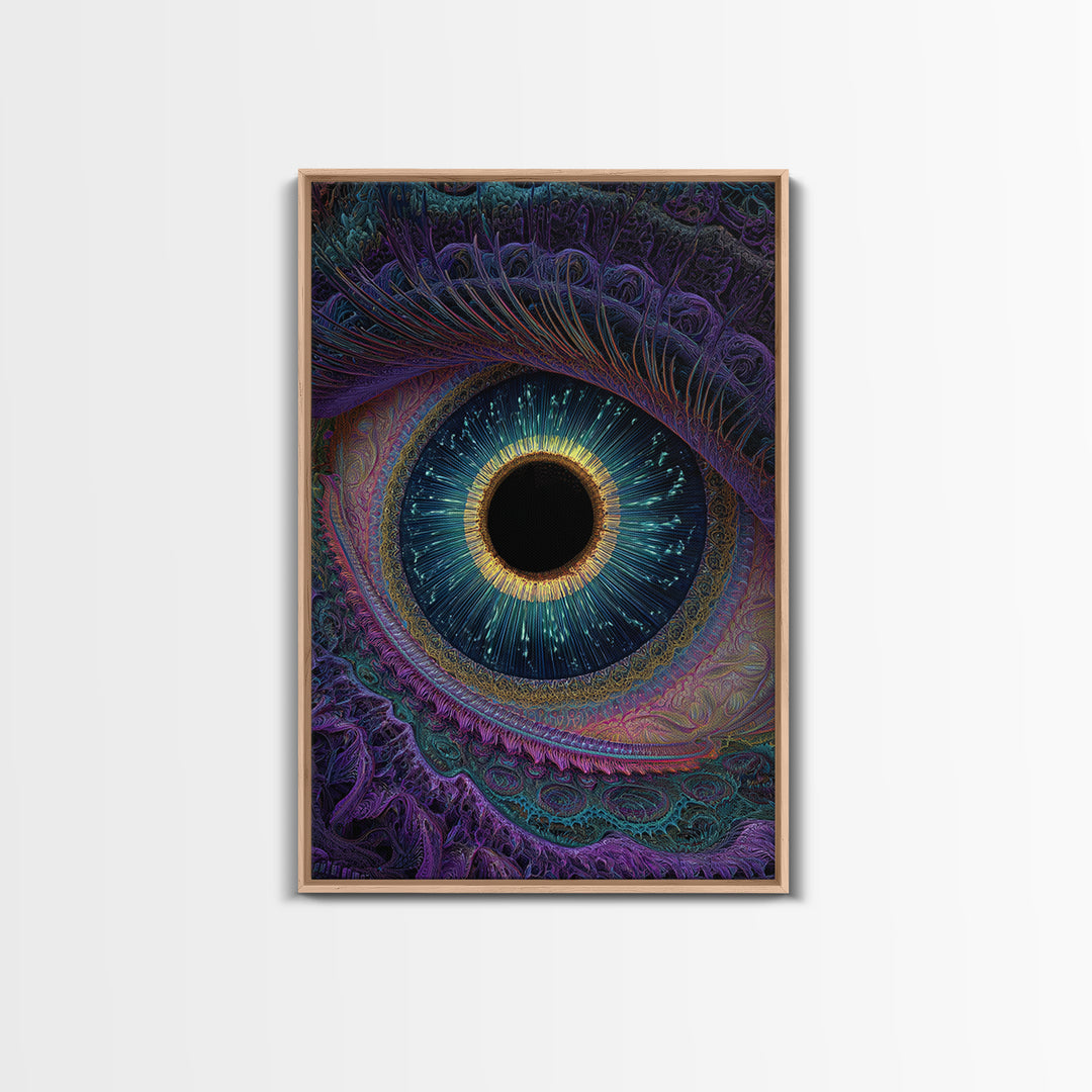Mystical Cosmic Eye Wall Art, Psychedelic Iris Painting, Surreal Vision Canvas, Celestial Decor, Statement Artwork Gift Idea