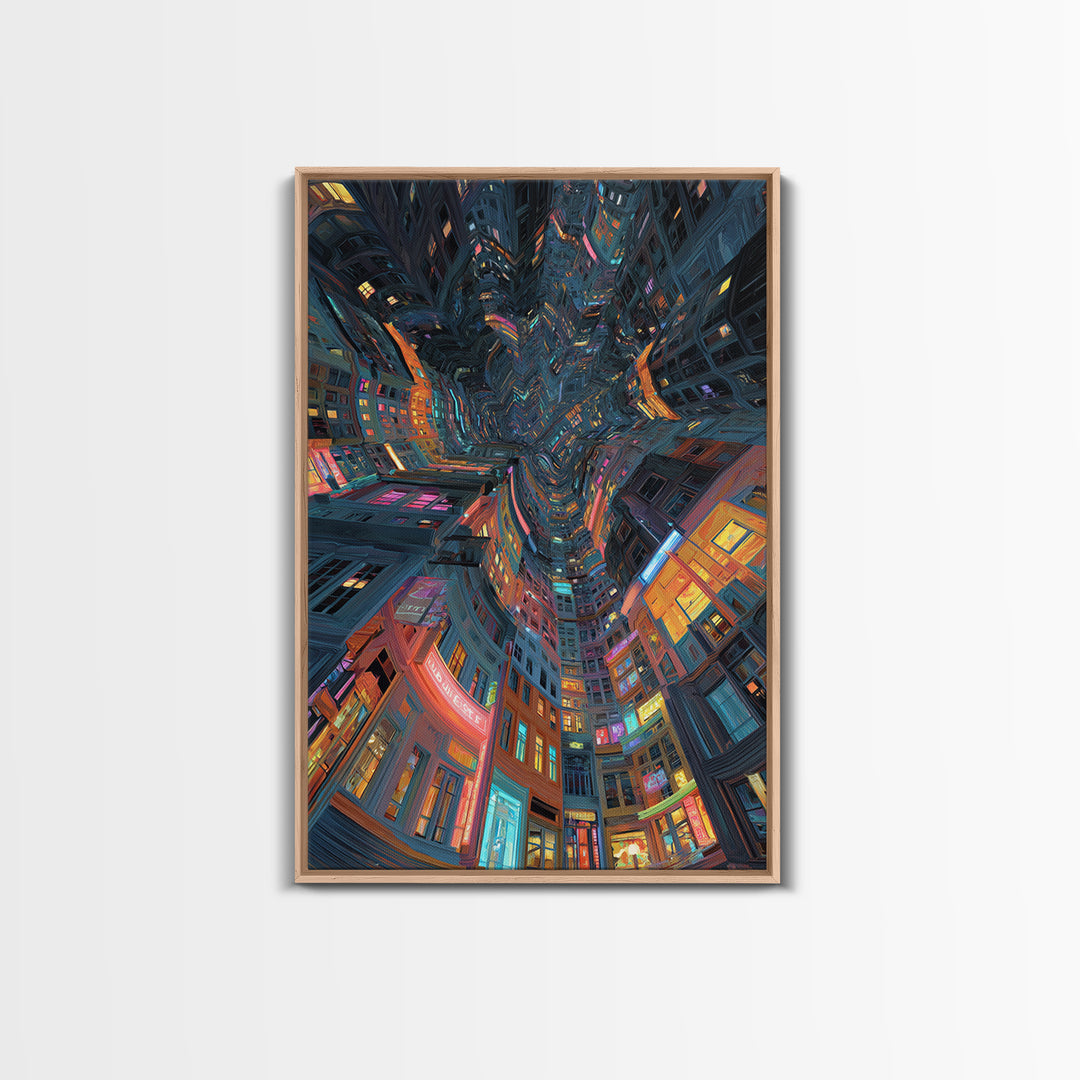 Vibrant Neon Purple And Pink Tropical Palm Tree Landscape Synthwave Sunset Digital Wall Art Canvas Print