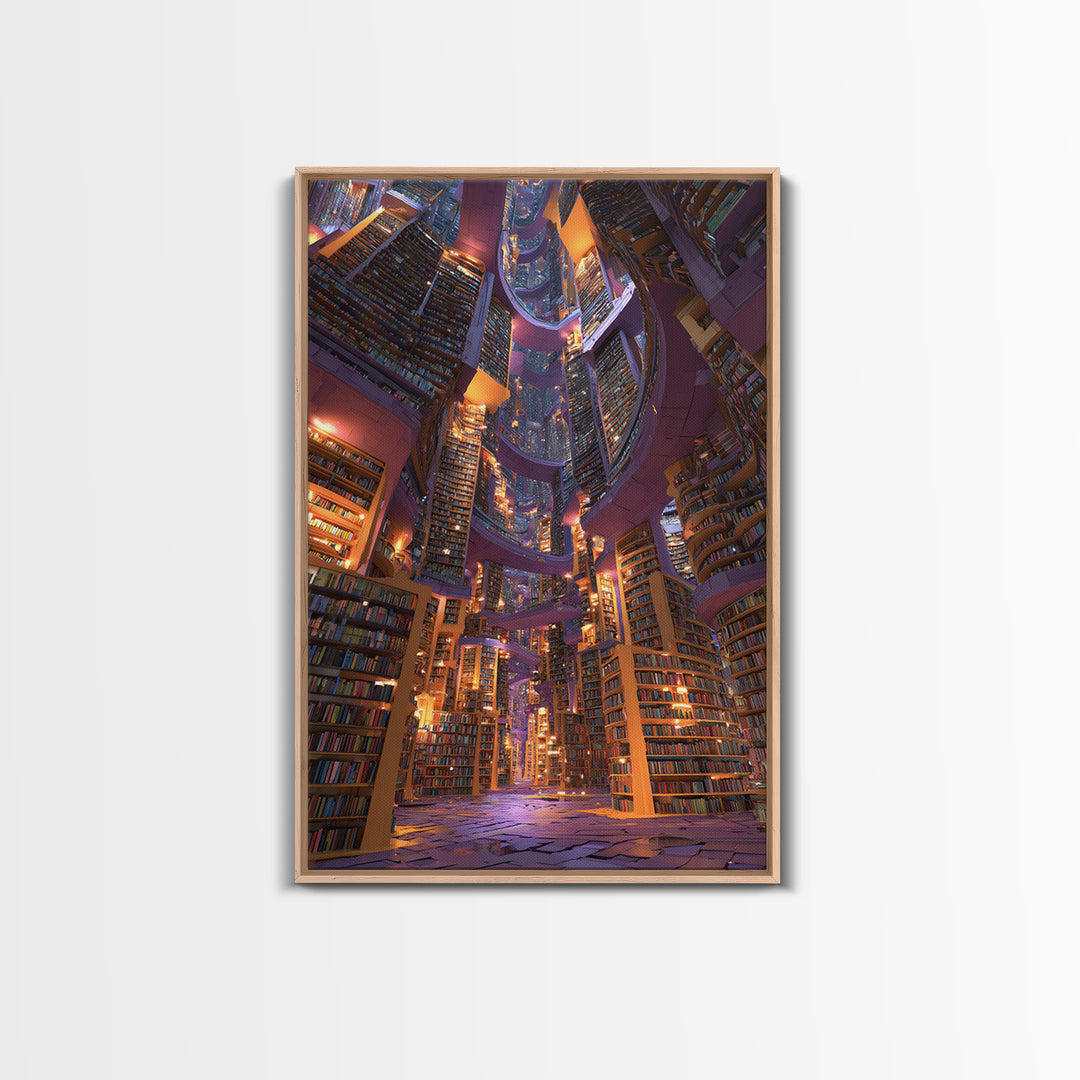 Towering Fantasy Library Wall Art, Magical Bookish Reading Nook Print, Dark Academia Decor, Cozy Home Office Poster Gift