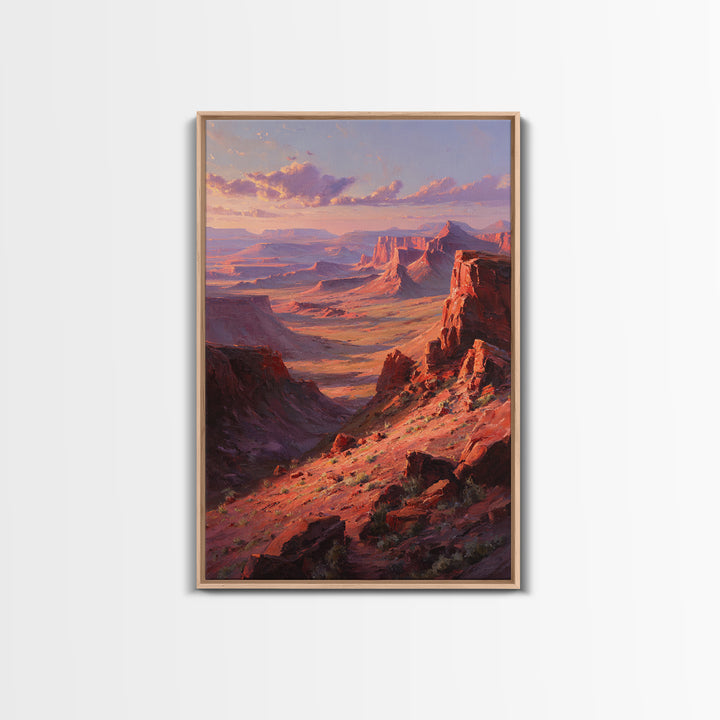 Grand Canyon Red Rock Landscape Painting Framed Canvas Print For Southwestern Wall Art And Rustic Home Decor