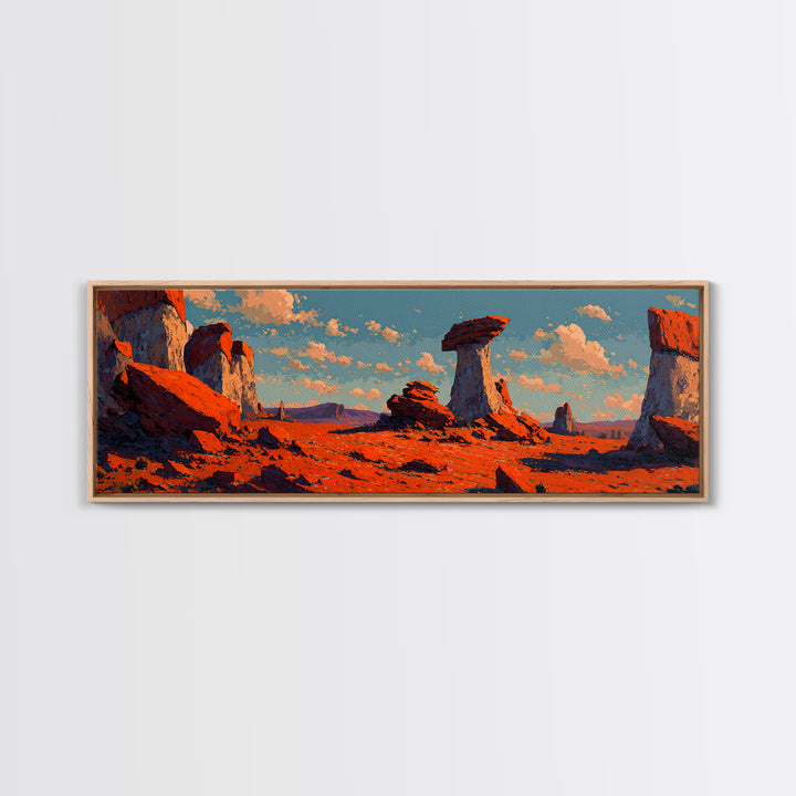 Red Rock Desert Mesas At Sunset Canvas Print, Southwestern Wall Art, Panoramic Landscape, Boho Western Living Room Decor