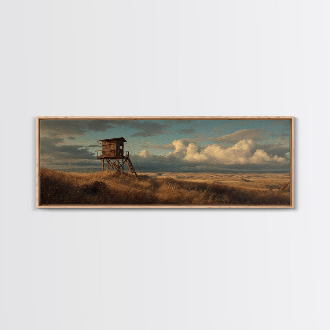 Prairie Hunting Blind Landscape Canvas Print, Moody Rustic Wall Art For Cabin Decor, Western Home Decor, Gift For Him Print