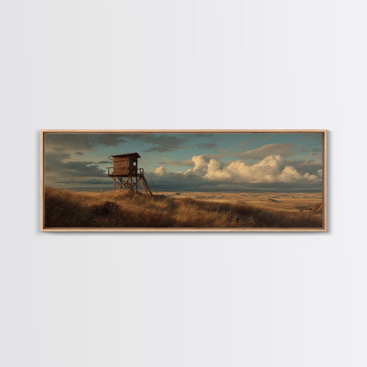 Prairie Hunting Blind Landscape Canvas Print, Moody Rustic Wall Art For Cabin Decor, Western Home Decor, Gift For Him Print