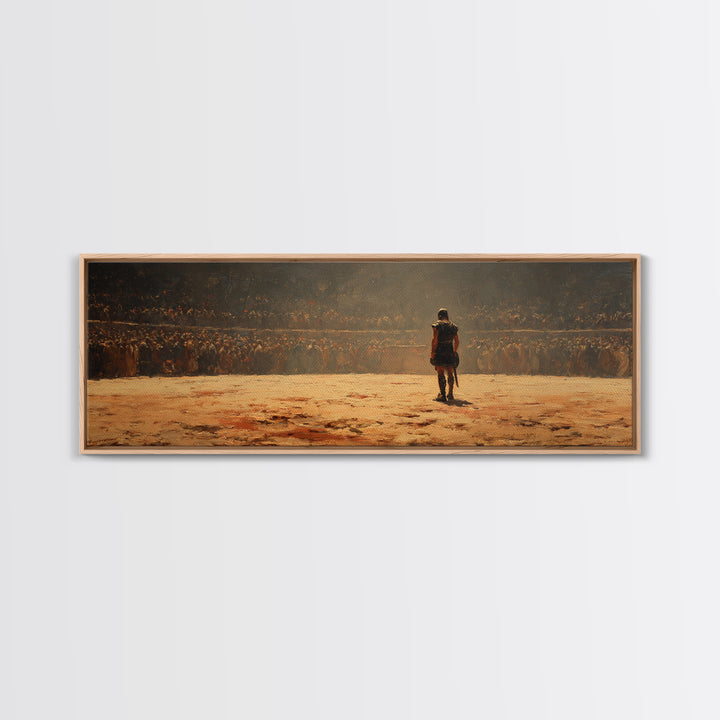 Lone Warrior Before Vast Army Wall Art, Epic Battle Scene, Historical Fantasy, Masculine Office Decor, Large Horizontal Art