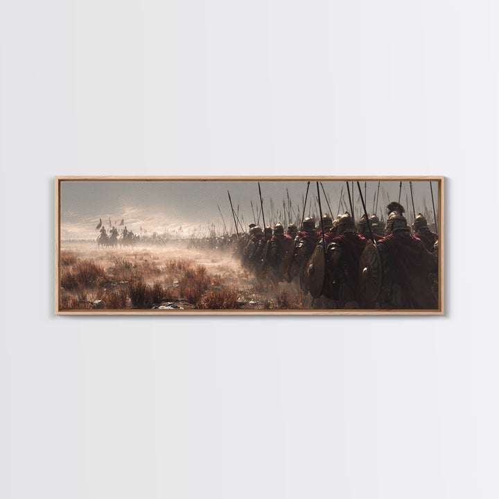 Ancient Spear Army In Mist Wall Art, Roman Legion Battle Scene, Historical Decor, Masculine Office, Large Canvas Print, Gift For Him