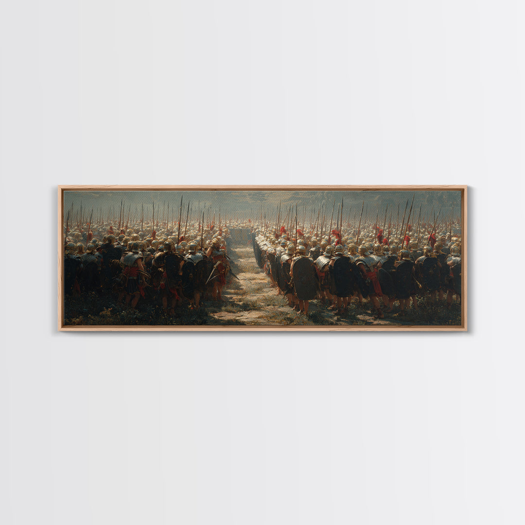 Ancient Army Spear Formation Wall Art, Panoramic Historical Battlefield Canvas, Masculine Office And Living Room Decor Gift