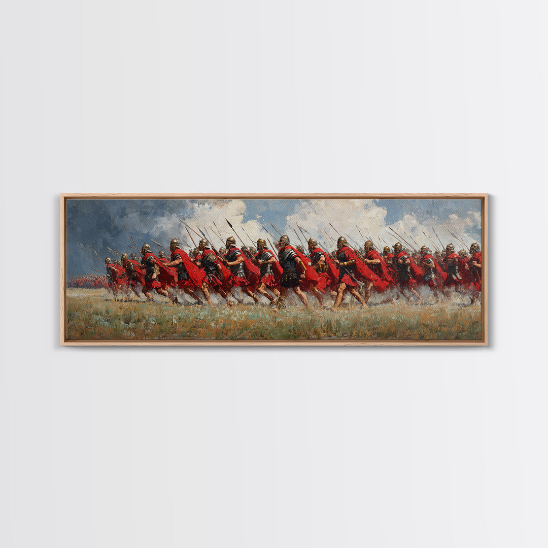 Roman Legion Charge In Red Cloaks Wall Art, Epic Battle Canvas, Historical War Painting, Masculine Office Decor, Gift For Him