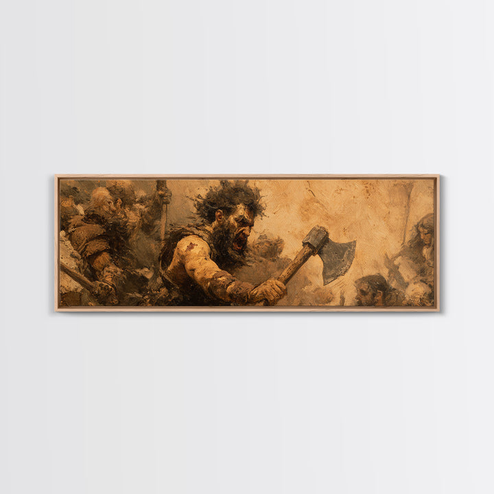 Berserker Warrior With Battle Axe Wall Art, Viking Fantasy Painting, Rustic Masculine Decor, Man Cave Decor, Gift For Him