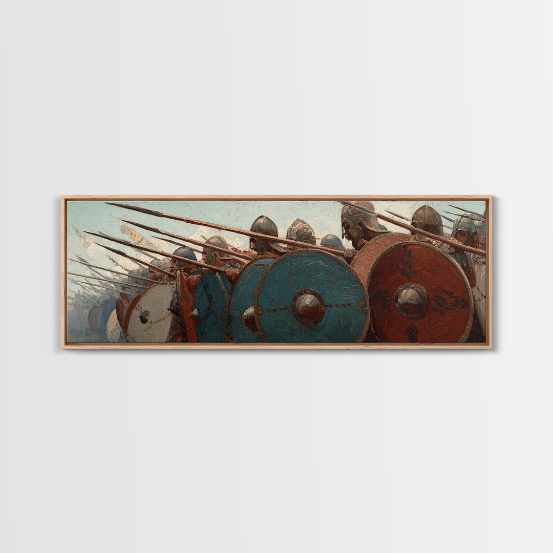 Ancient Phalanx Shields And Spears Wall Art, Greek Warrior Battle Scene, Historical Fine Art Print, Masculine Office Decor