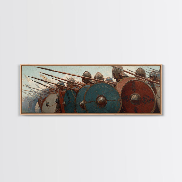 Ancient Phalanx Shields And Spears Wall Art, Greek Warrior Battle Scene, Historical Fine Art Print, Masculine Office Decor