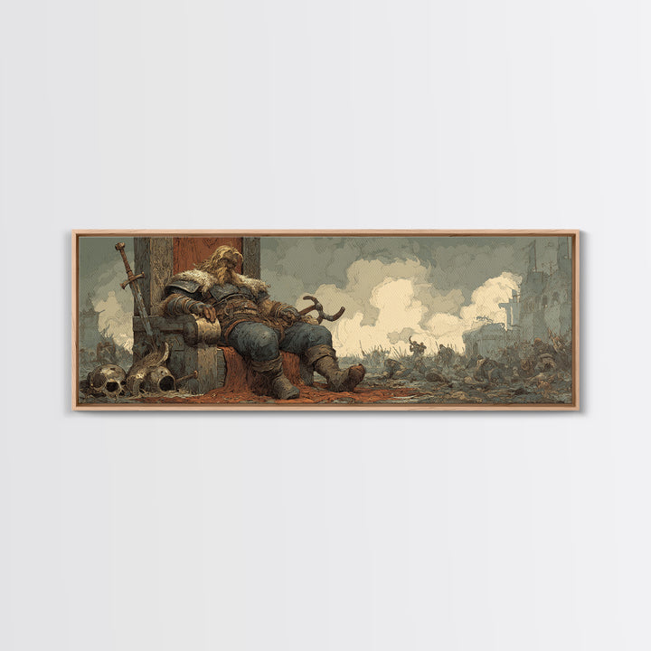 Fallen Knight With Sword Dark Fantasy Wall Art, Medieval Gothic Canvas Print, Moody Masculine Office And Game Room Decor
