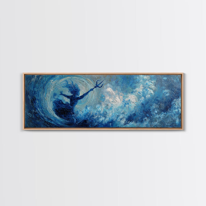 Blue Storm Sea Goddess Canvas Print, Mystical Ocean Wave Fantasy Art, Coastal Wall Decor, Ethereal Statement Artwork For Bedroom