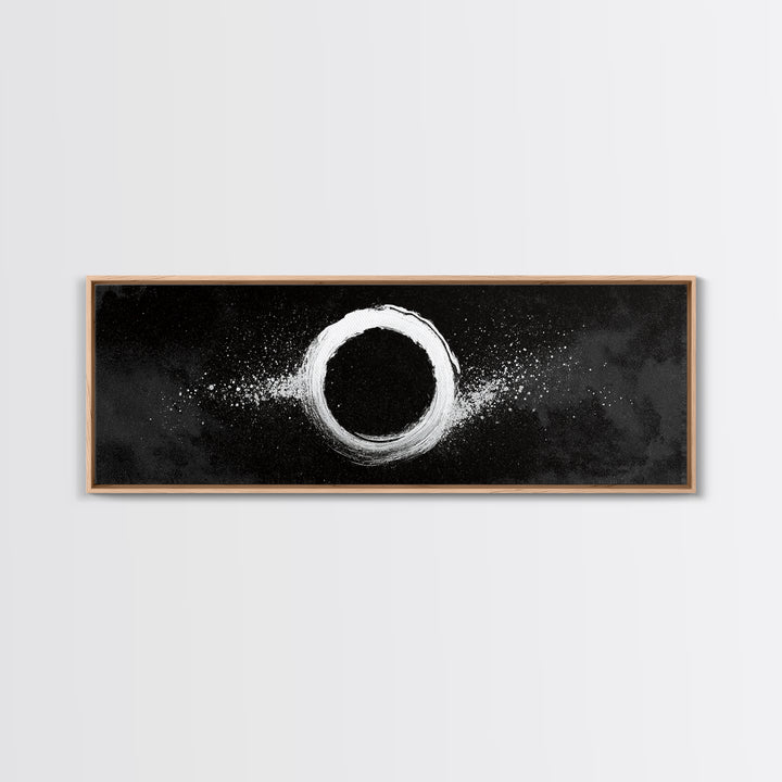Black And White Eclipse Wall Art, Cosmic Abstract Canvas Print, Minimalist Moon Art, Space Decor, Modern Office Poster, Galaxy Decor