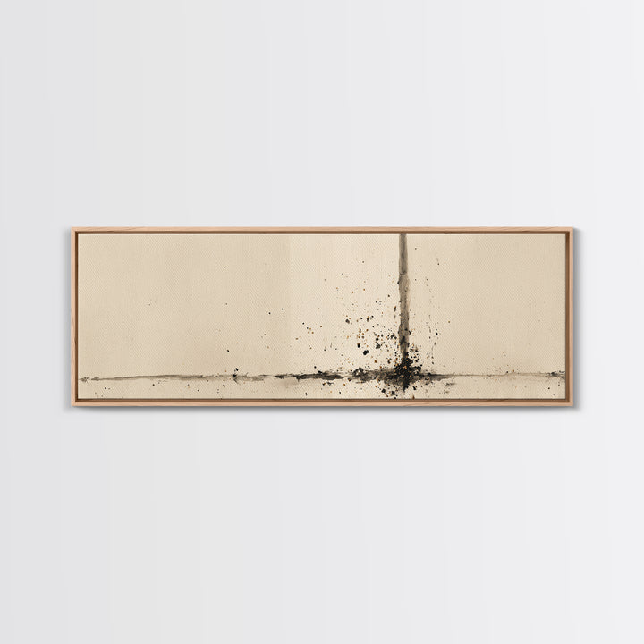 Minimal Ink Line Wall Art, Beige Abstract Canvas Print, Wabi Sabi Neutral Decor, Large Modern Minimalist Office Art Print