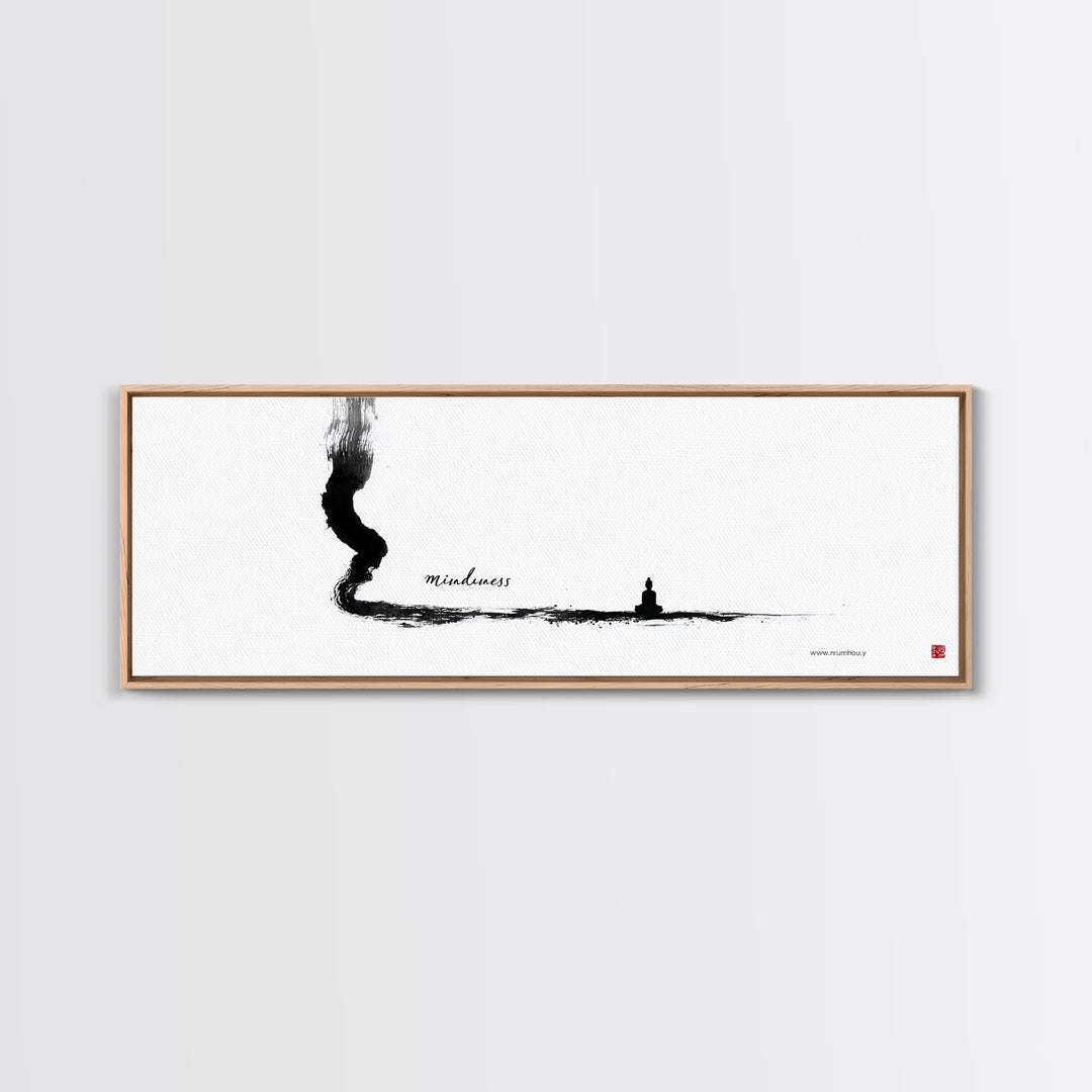 Minimalist Ink Mindfulness Canvas Print, Zen Wall Art, Meditation Decor, Black And White Art, Calming Japanese Office Wall Decor