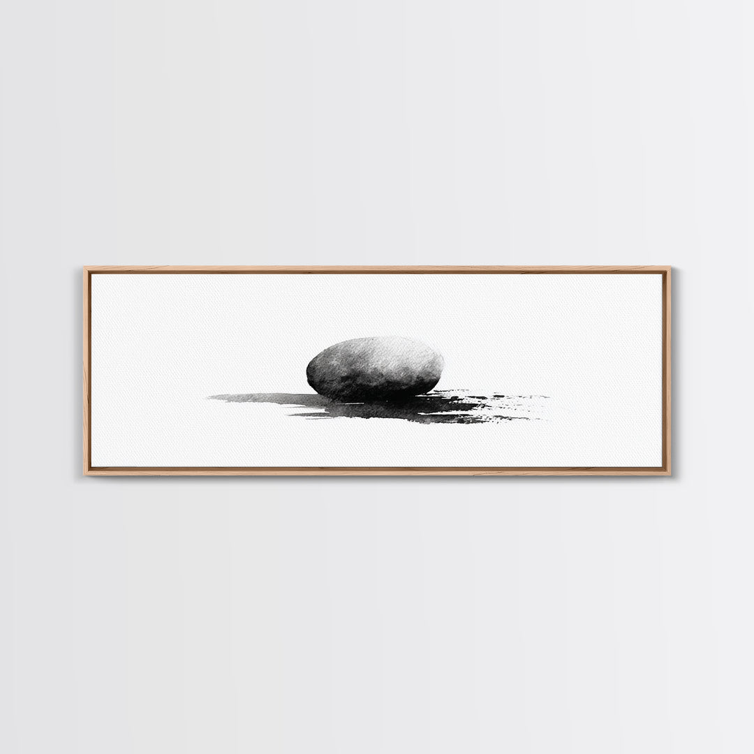 Minimalist Black Stone Wall Art, Zen Ink Drawing, Wabi Sabi Art, Black And White Art, Neutral Home Decor, Office Decor Print