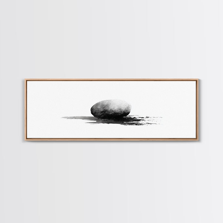 Minimalist Black Stone Wall Art, Zen Ink Drawing, Wabi Sabi Art, Black And White Art, Neutral Home Decor, Office Decor Print