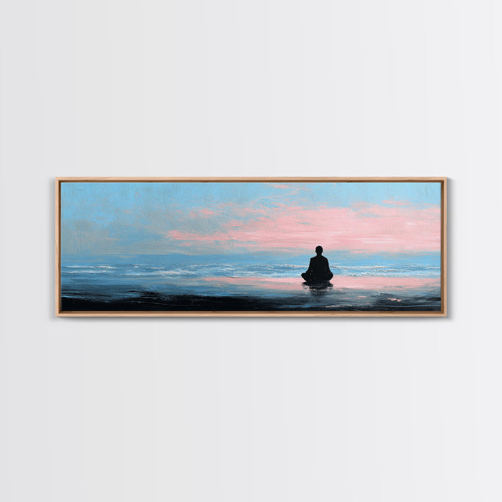 Peaceful Ocean Meditation Wall Art, Pastel Seascape Canvas Print, Zen Spa Decor For Bedroom And Yoga Room Calming Home Decor